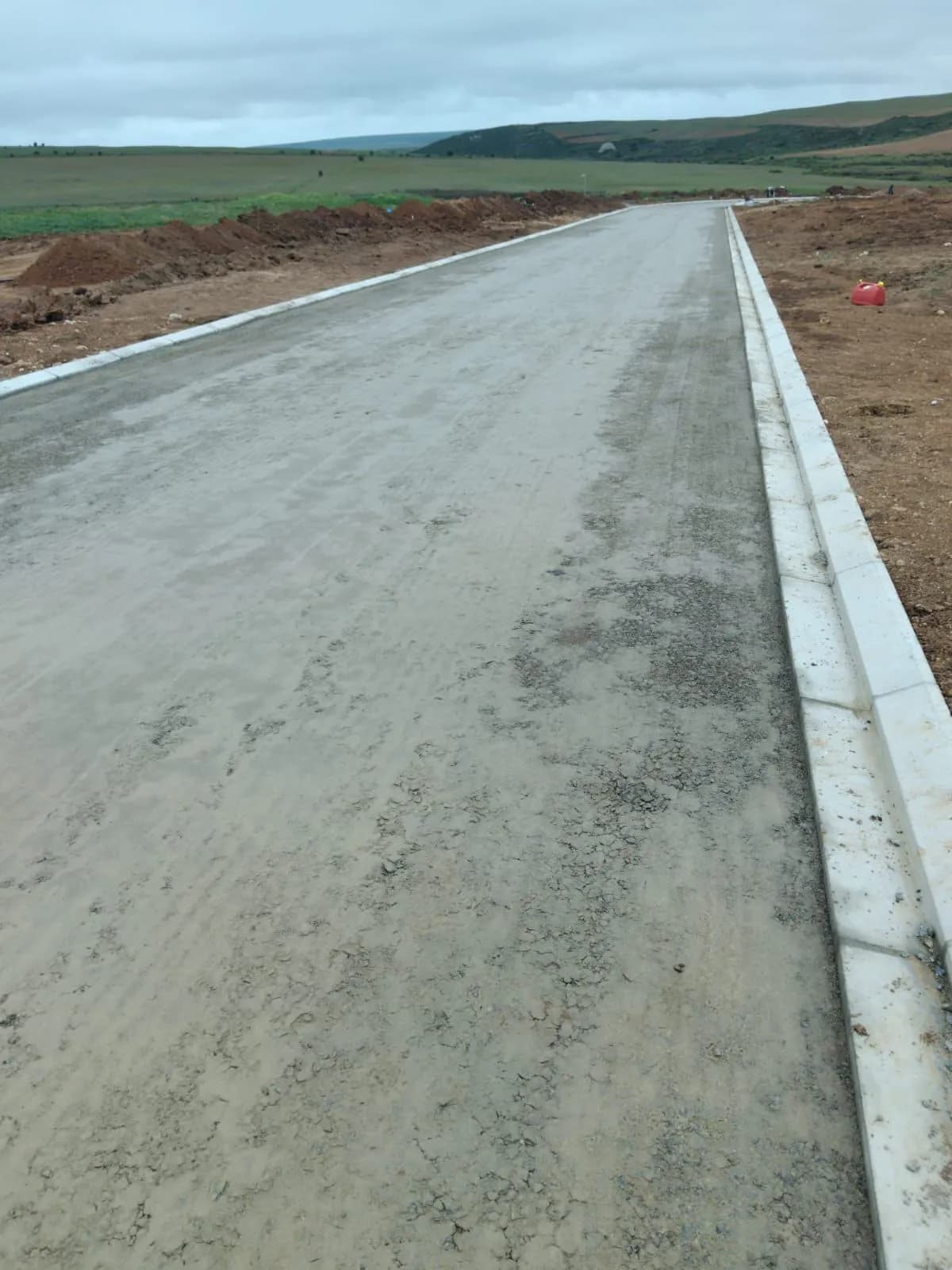 Concrete kerbs and road base preparation