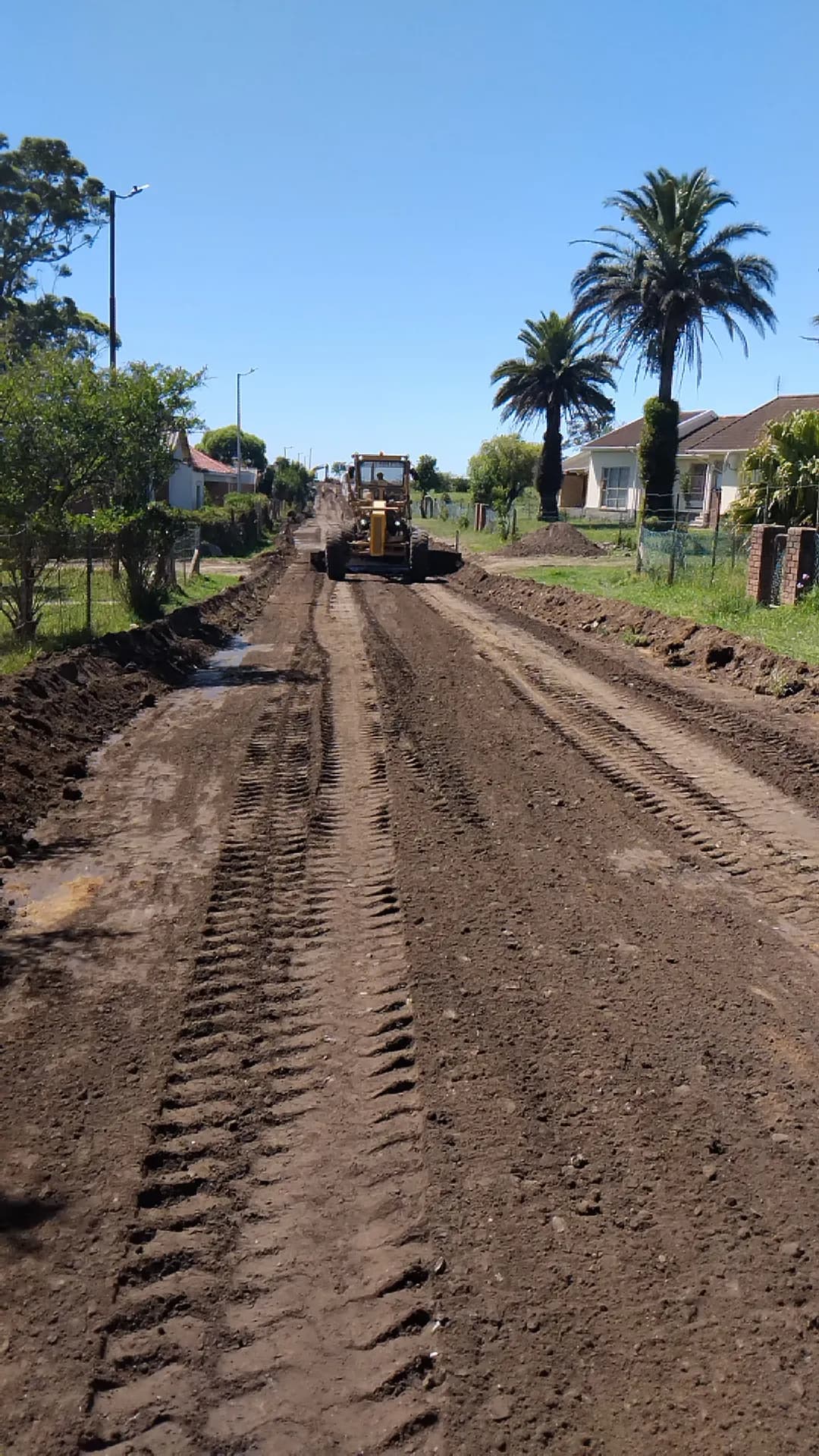 Grader shaping the formation for a new road